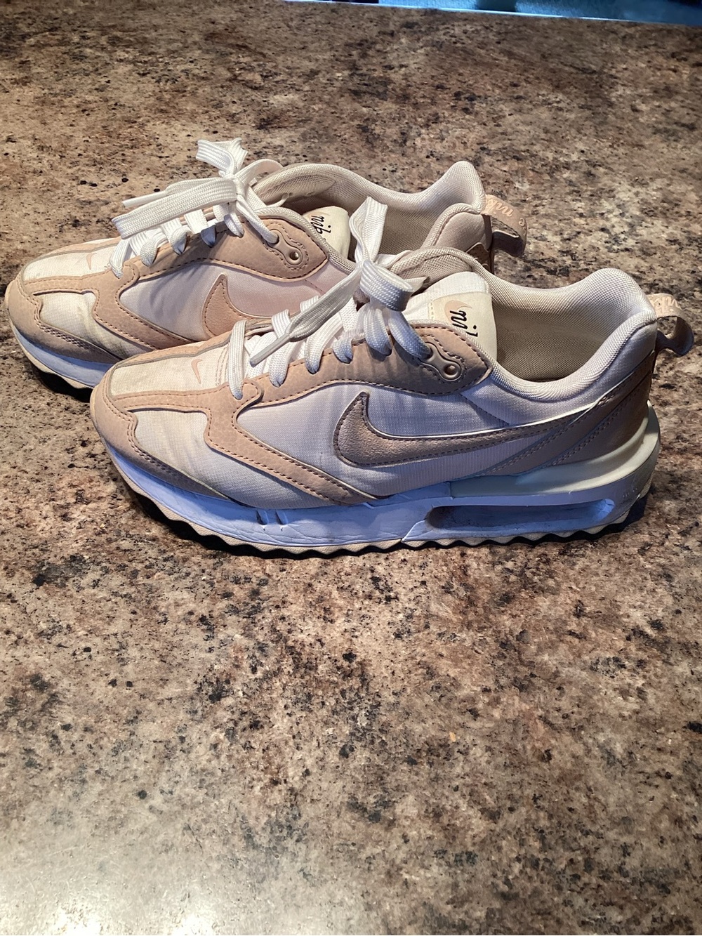 Nike Beige and White Low-Top Sneakers